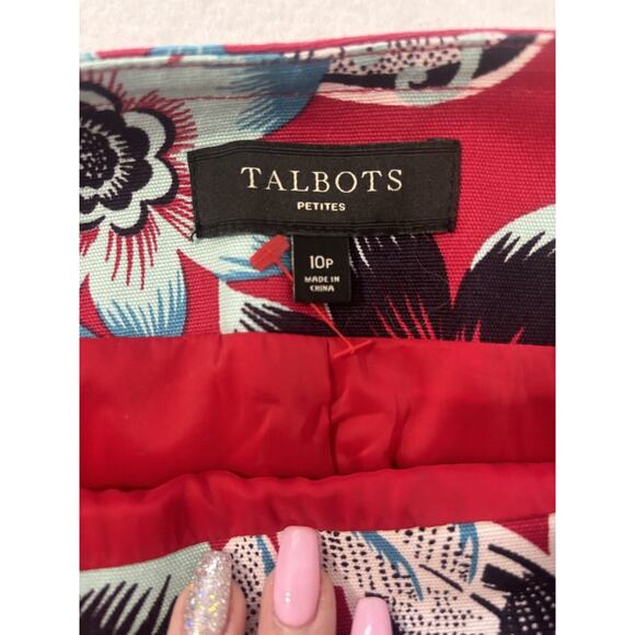 Talbots Petites 10P Red Multicolor Floral Lined Pencil Career Casual Skirt‎ - Picture 7 of 8